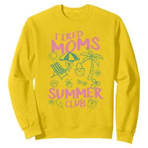 Retro Tired Moms Summer Club Sweatshirt Funny Mama Beach Vacation Gift