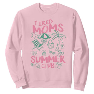 Retro Tired Moms Summer Club Sweatshirt Funny Mama Beach Vacation Gift