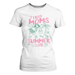 Retro Tired Moms Summer Club T Shirt For Women Funny Mama Beach Vacation Gift