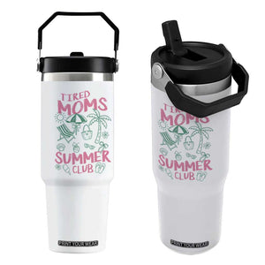 Retro Tired Moms Summer Club Flip Straw Tumbler Funny Mama Beach Vacation Gift