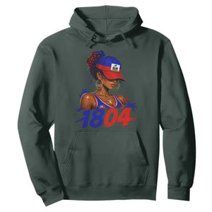 Haitian Revolution 1804 Hoodie Haiti Flag Independence Day Haitian Girl Graphic TS10 Dark Forest Green Print Your Wear