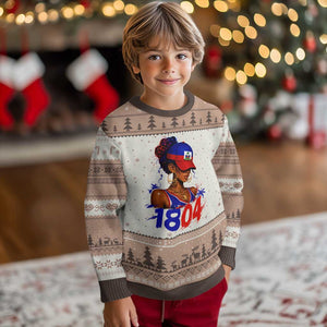 Haitian Revolution 1804 Ugly Christmas Sweater Haiti Flag Independence Day Haitian Girl Graphic TS10 Mocha Mousse Print Your Wear