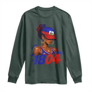 Haitian Revolution 1804 Long Sleeve Shirt Haiti Flag Independence Day Haitian Girl Graphic TS10 Dark Forest Green Print Your Wear