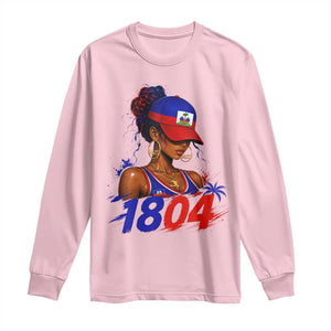 Haitian Revolution 1804 Long Sleeve Shirt Haiti Flag Independence Day Haitian Girl Graphic TS10 Light Pink Print Your Wear