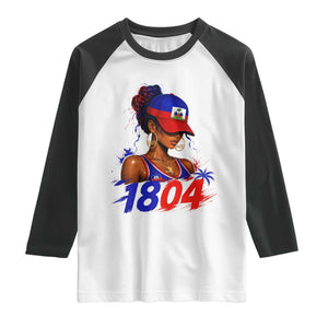 Haitian Revolution 1804 Raglan Shirt Haiti Flag Independence Day Haitian Girl Graphic TS10 White Black Print Your Wear