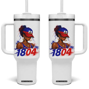 Haitian Revolution 1804 Tumbler With Handle Haiti Flag Independence Day Haitian Girl Graphic TS10 One Size: 40 oz White Print Your Wear