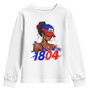 Haitian Revolution 1804 Youth Sweatshirt Haiti Flag Independence Day Haitian Girl Graphic TS10 White Print Your Wear