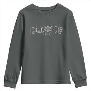 Class Of 2037 Youth Sweatshirt First Day of School Grow With Me Graduation Gift TS10 Dark Heather Print Your Wear