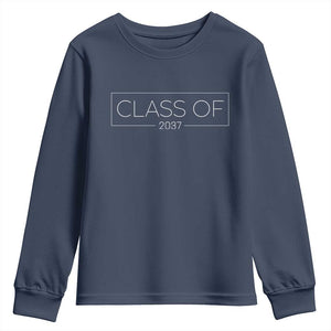 Class Of 2037 Graduation Youth Sweatshirt Grow With Me First Day of School Graduation Gift TS10 Navy Print Your Wear