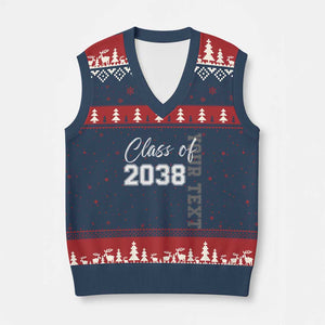 Personalized Class of 2038 V-Neck Knit Sweater Vest Custom Name Grow With Me Count Down Graduating TS10 Navy Red Print Your Wear