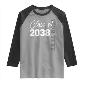 Personalized Class of 2038 Raglan Shirt Custom Name Grow With Me Count Down Graduating TS10 Sport Gray Black Print Your Wear