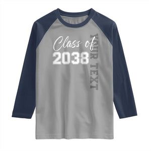 Personalized Class of 2038 Raglan Shirt Custom Name Grow With Me Count Down Graduating TS10 Sport Gray Navy Print Your Wear