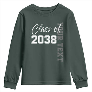 Personalized Class of 2038 Youth Sweatshirt Custom Name Grow With Me Count Down Graduating TS10 Dark Forest Green Print Your Wear
