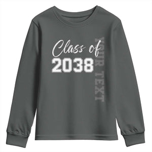 Personalized Class of 2038 Youth Sweatshirt Custom Name Grow With Me Count Down Graduating TS10 Dark Heather Print Your Wear