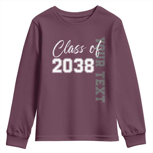 Personalized Class of 2038 Youth Sweatshirt Custom Name Grow With Me Count Down Graduating TS10 Maroon Print Your Wear