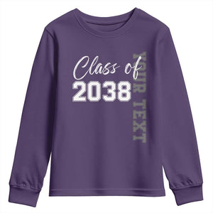 Personalized Class of 2038 Youth Sweatshirt Custom Name Grow With Me Count Down Graduating TS10 Purple Print Your Wear