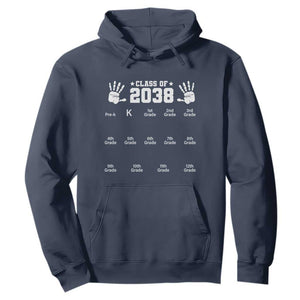 Class of 2038 Grow With Me Hoodie Handprint Pre-K to 12th Grade Graduation TS10 Navy Print Your Wear
