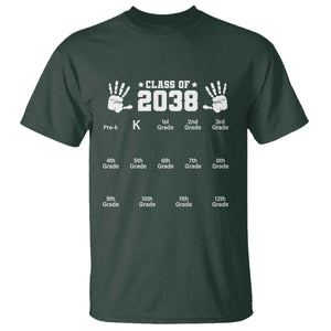 Class of 2038 Grow With Me T Shirt Handprint Pre-K to 12th Grade Graduation TS10 Dark Forest Green Print Your Wear