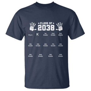 Class of 2038 Grow With Me T Shirt Handprint Pre-K to 12th Grade Graduation TS10 Navy Print Your Wear