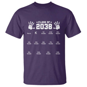 Class of 2038 Grow With Me T Shirt Handprint Pre-K to 12th Grade Graduation TS10 Purple Print Your Wear