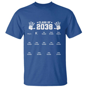 Class of 2038 Grow With Me T Shirt Handprint Pre-K to 12th Grade Graduation TS10 Royal Blue Print Your Wear