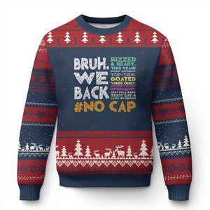 Funny Bruh We Back To School Ugly Christmas Sweater Happy First Day Of School TS10 Navy Red Print Your Wear