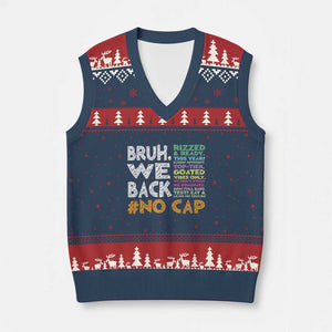 Funny Bruh We Back To School V-Neck Knit Sweater Vest Happy First Day Of School TS10 Navy Red Print Your Wear
