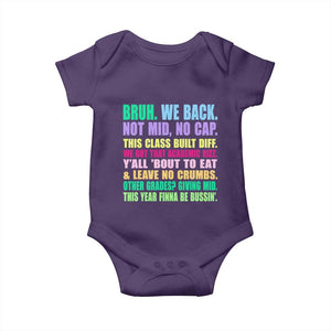 Funny Bruh We Back To School Baby Onesie Gen A Slang Happy First Day Of School TS10 Purple Print Your Wear