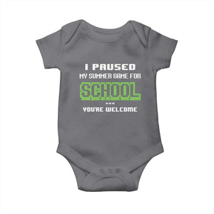 Funny Bruh Back To School Baby Onesie Here We Go Again Happy First Day Of School TS10 Charcoal Print Your Wear