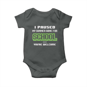 Funny Bruh Back To School Baby Onesie Here We Go Again Happy First Day Of School TS10 Dark Heather Print Your Wear