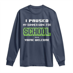 Funny Bruh Back To School Long Sleeve Shirt Here We Go Again Happy First Day Of School TS10 Navy Print Your Wear