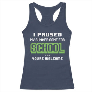 Funny Bruh Back To School Racerback Tank Top Here We Go Again Happy First Day Of School TS10 Navy Print Your Wear