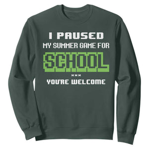 Funny Bruh Back To School Sweatshirt Here We Go Again Happy First Day Of School TS10 Dark Forest Green Print Your Wear