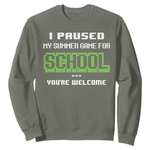 Funny Bruh Back To School Sweatshirt Here We Go Again Happy First Day Of School TS10 Military Green Print Your Wear