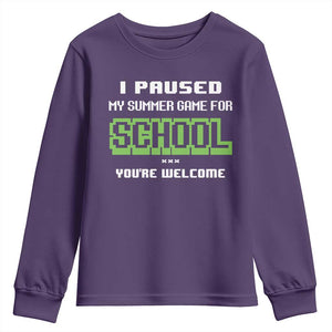 Funny Bruh Back To School Youth Sweatshirt Here We Go Again Happy First Day Of School TS10 Purple Print Your Wear