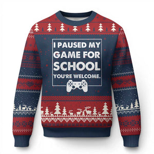 Funny Gamer Back to School Ugly Christmas Sweater Funny Boys Video Gaming TS10 Navy Red Print Your Wear