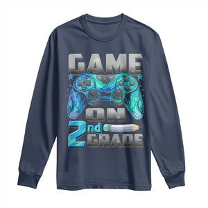 Back to School 2nd Grade Gamer Long Sleeve Shirt Boys Kids Back To School First Day TS10 Navy Print Your Wear