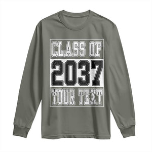Personalized Class of 2037 Long Sleeve Shirt Custom Name Grow With Me To Graduation TS10 Military Green Print Your Wear
