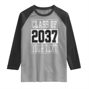 Personalized Class of 2037 Raglan Shirt Custom Name Grow With Me To Graduation TS10 Sport Gray Black Print Your Wear