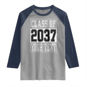 Personalized Class of 2037 Raglan Shirt Custom Name Grow With Me To Graduation TS10 Sport Gray Navy Print Your Wear