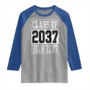 Personalized Class of 2037 Raglan Shirt Custom Name Grow With Me To Graduation TS10 Sport Gray Royal Print Your Wear