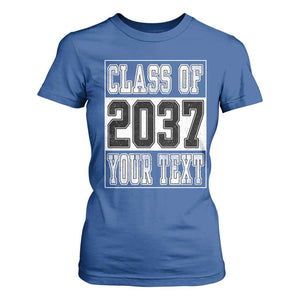Personalized Class of 2037 T Shirt For Women Custom Name Grow With Me To Graduation TS10 Royal Blue Print Your Wear