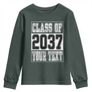 Personalized Class of 2037 Youth Sweatshirt Custom Name Grow With Me To Graduation TS10 Dark Forest Green Print Your Wear