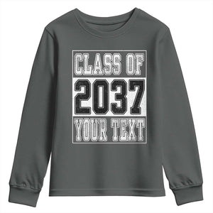 Personalized Class of 2037 Youth Sweatshirt Custom Name Grow With Me To Graduation TS10 Dark Heather Print Your Wear