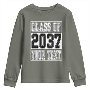 Personalized Class of 2037 Youth Sweatshirt Custom Name Grow With Me To Graduation TS10 Military Green Print Your Wear