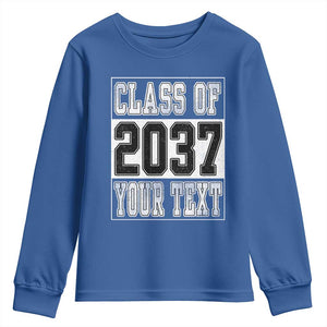Personalized Class of 2037 Youth Sweatshirt Custom Name Grow With Me To Graduation TS10 Royal Blue Print Your Wear