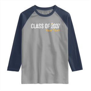 Personalized Class of 2037 Raglan Shirt Custom Name Grow With Me Graduation TS10 Sport Gray Navy Print Your Wear