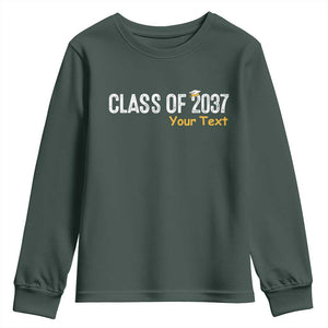 Personalized Class of 2037 Youth Sweatshirt Custom Name Grow With Me Graduation TS10 Dark Forest Green Print Your Wear