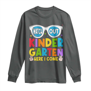Back to School Kinder Long Sleeve Shirt Funny Kindergarten Teacher Team TS10 Dark Heather Print Your Wear