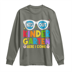 Back to School Kinder Long Sleeve Shirt Funny Kindergarten Teacher Team TS10 Military Green Print Your Wear
